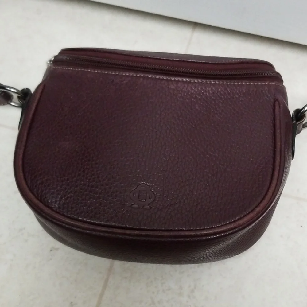 Purple Leather Saddle Bag Zippered NOBODY Purse
